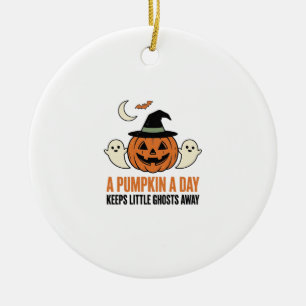 Halloween Pumpkin Funny Ghost Vintage Quote_1 Ceramic Tree Decoration