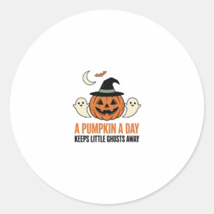 Halloween Pumpkin Funny Ghost Vintage Quote_1 Classic Round Sticker