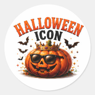 👑 Halloween Pumpkin Funny Saying 🎃 Classic Round Sticker