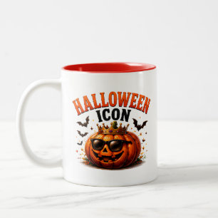 👑 Halloween Pumpkin Funny Saying 🎃 Two-Tone Coffee Mug