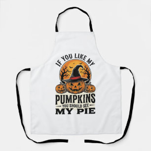 Halloween Pumpkin Funny Vintage Pie Quote_1 Apron