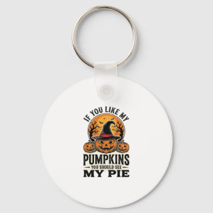 Halloween Pumpkin Funny Vintage Pie Quote_1 Key Ring