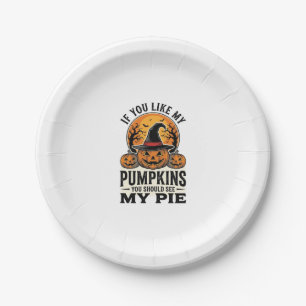 Halloween Pumpkin Funny Vintage Pie Quote_1 Paper Plate
