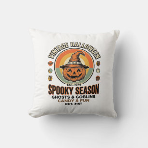Halloween Pumpkin Funny Vintage Witch Hat_1 Cushion