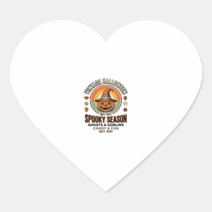 Halloween Pumpkin Funny Vintage Witch Hat_1 Heart Sticker