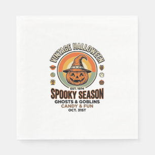 Halloween Pumpkin Funny Vintage Witch Hat_1 Napkin
