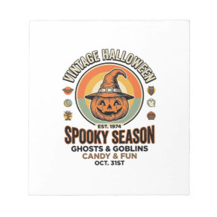 Halloween Pumpkin Funny Vintage Witch Hat_1 Notepad