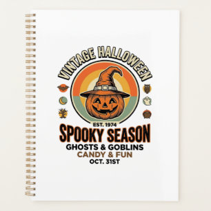 Halloween Pumpkin Funny Vintage Witch Hat_1 Planner