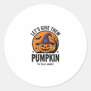 Halloween Pumpkin Funny Witch Hat Spooky Retro_1 Classic Round Sticker