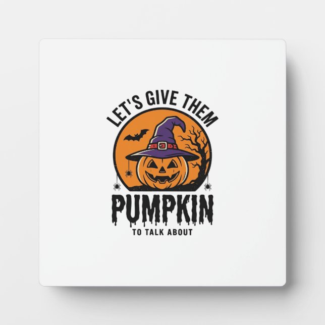 Halloween Pumpkin Funny Witch Hat Spooky Retro_1 Plaque (Front)