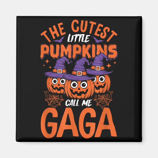 Halloween Pumpkin Gaga Cute Spooky Witch Hat Magnet (Front)