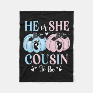 Halloween Pumpkin Gender Reveal He Or She Cousin T Fleece Blanket