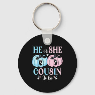 Halloween Pumpkin Gender Reveal He Or She Cousin T Key Ring
