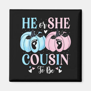 Halloween Pumpkin Gender Reveal He Or She Cousin T Magnet