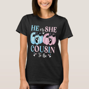 Halloween Pumpkin Gender Reveal He Or She Cousin T T-Shirt