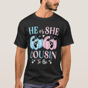 Halloween Pumpkin Gender Reveal He Or She Cousin T T-Shirt