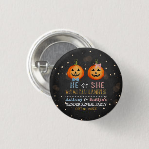 Halloween Pumpkin Gender Reveal Party 3 Cm Round Badge