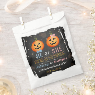 Halloween Pumpkin Gender Reveal Party Favour Bags