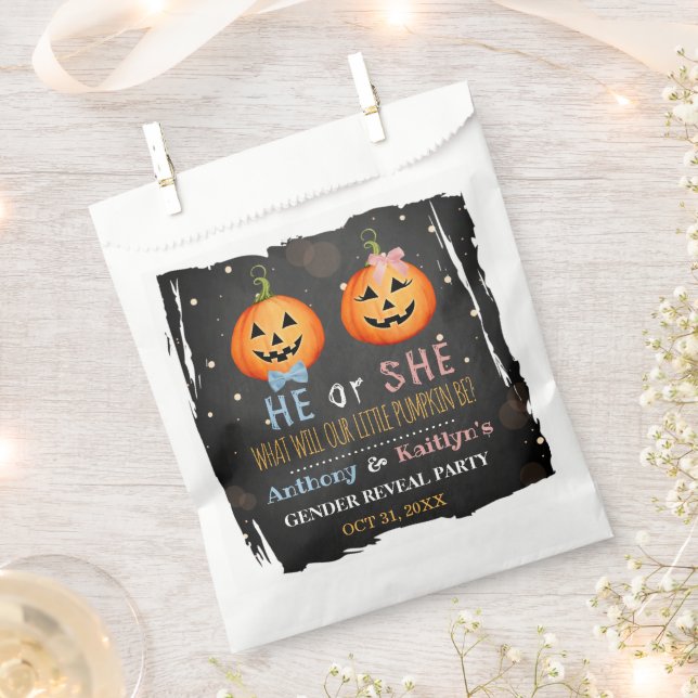 Halloween Pumpkin Gender Reveal Party Favour Bags (Clipped)