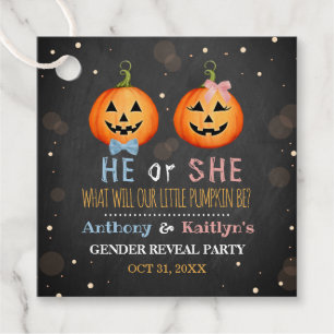 Halloween Pumpkin Gender Reveal Party Favour Tags