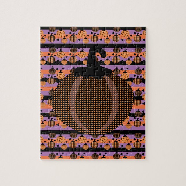 Halloween Pumpkin Geometrical Pattern Jigsaw Puzzle (Vertical)