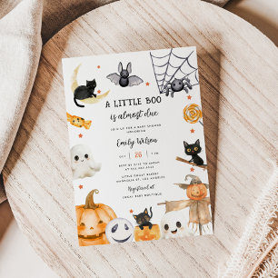 Halloween Pumpkin Ghost A Little Boo Baby Shower Invitation