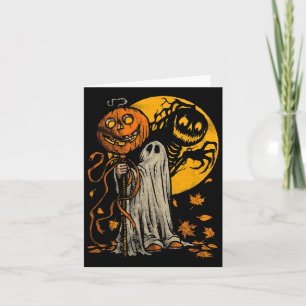 Halloween Pumpkin Ghost Autumn Leaves Graphic Art  Card