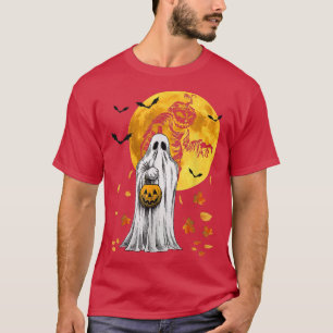 Halloween Pumpkin Ghost Autumn Leaves Graphic Art T-Shirt