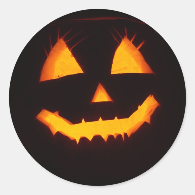 Halloween Pumpkin Ghost Classic Round Sticker (Front)