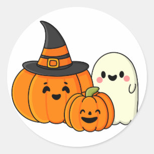 Halloween pumpkin ghost  classic round sticker