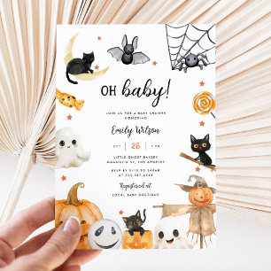 Halloween Pumpkin Ghost Oh Baby Baby Shower Invitation