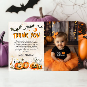 Halloween Pumpkin Ghost Party Thank You Card