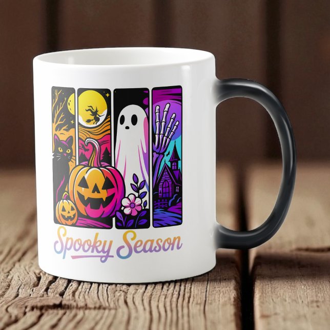 Halloween Pumpkin Ghost Pop Art Retro Black Magic Mug (Creator Uploaded)