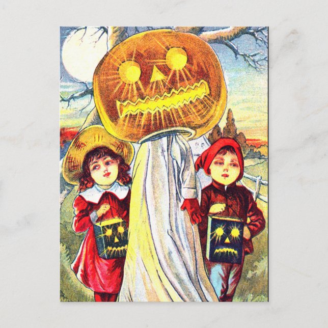 Halloween Pumpkin Ghost Postcard (Front)