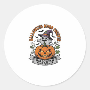 Halloween Pumpkin Ghost Vintage Engraving Shirt_1 Classic Round Sticker