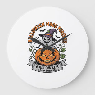 Halloween Pumpkin Ghost Vintage Engraving Shirt_1 Large Clock