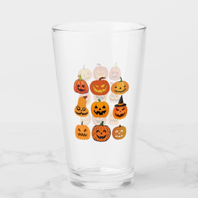 Halloween Pumpkin Glass Cup (Front)