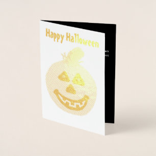 Halloween Pumpkin Gold Foil Greeting Card