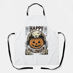 Halloween Pumpkin Graveyard Vintage Spooky Tee Art Apron