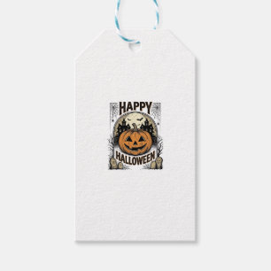 Halloween Pumpkin Graveyard Vintage Spooky Tee Art Gift Tags