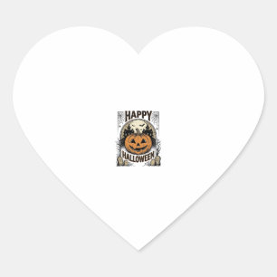 Halloween Pumpkin Graveyard Vintage Spooky Tee Art Heart Sticker