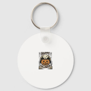 Halloween Pumpkin Graveyard Vintage Spooky Tee Art Key Ring