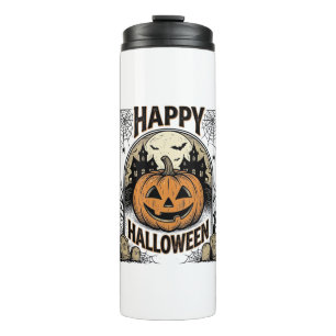 Halloween Pumpkin Graveyard Vintage Spooky Tee Art Thermal Tumbler