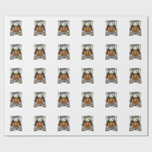 Halloween Pumpkin Graveyard Vintage Spooky Tee Art Wrapping Paper
