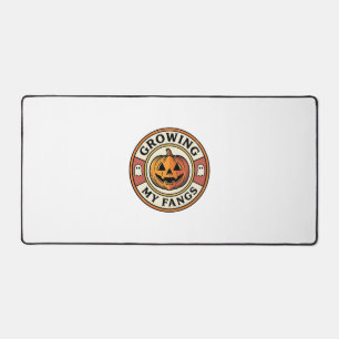 Halloween Pumpkin Growing My Fangs Vintage Badge_1 Desk Mat