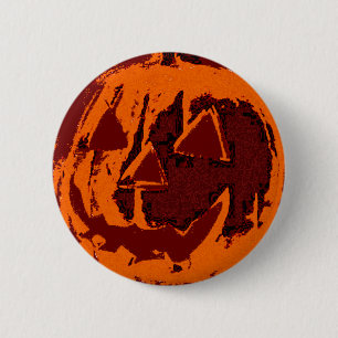 Halloween Pumpkin - grunge style + your ideas 6 Cm Round Badge