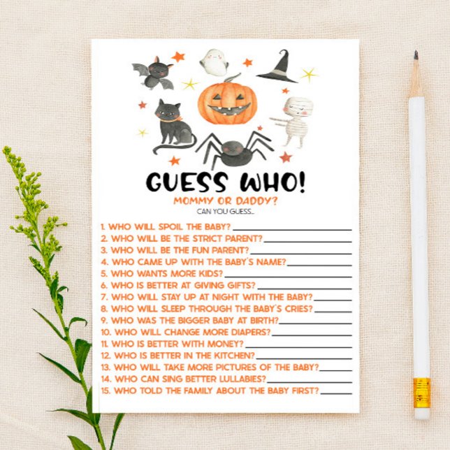 Halloween Pumpkin Guess Who! Baby Shower Game Stationery (Creator Uploaded)