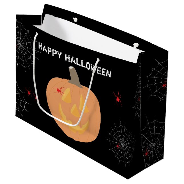 Halloween Pumpkin Happy Halloween  Large Gift Bag (Front Angled)