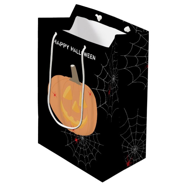 Halloween Pumpkin Happy Halloween Medium Gift Bag (Front Angled)
