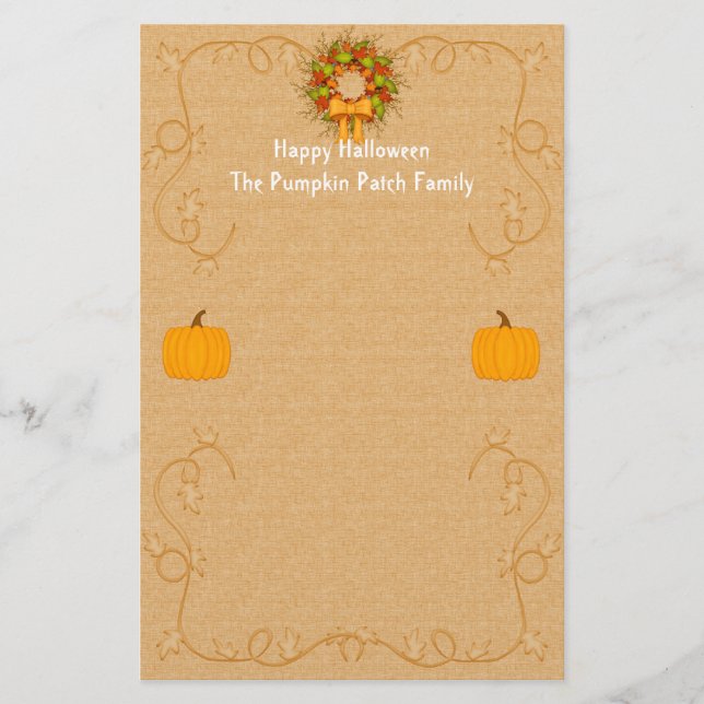 Halloween Pumpkin Harvest Stationery (Front)